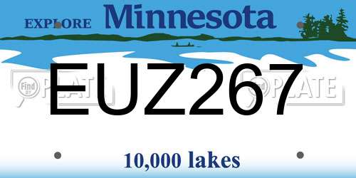 EUZ267 Minnesota License Plate