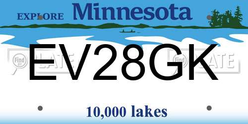 EV28GK Minnesota License Plate