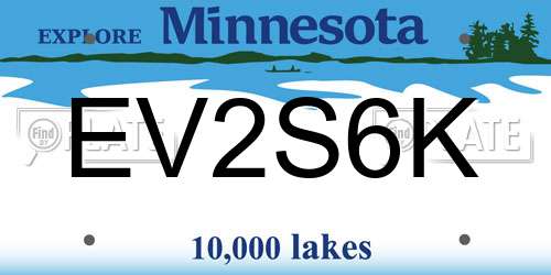 EV2S6K Minnesota License Plate