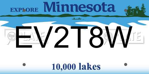 EV2T8W Minnesota License Plate