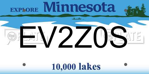 EV2Z0S Minnesota License Plate
