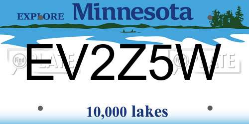 EV2Z5W Minnesota License Plate