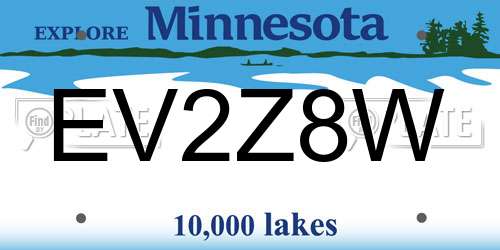 EV2Z8W Minnesota License Plate