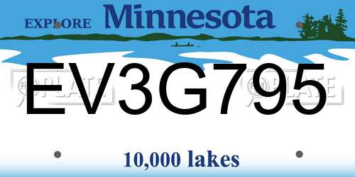 EV3G795 Minnesota License Plate