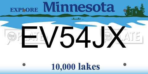 EV54JX Minnesota License Plate