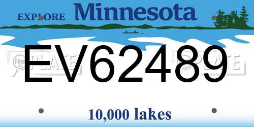 EV62489 Minnesota License Plate