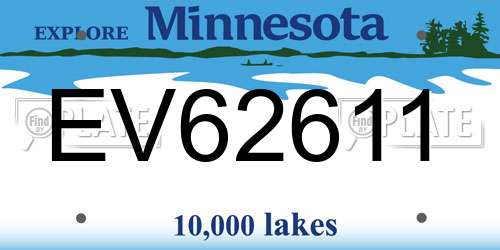 EV62611 Minnesota License Plate