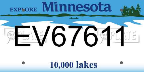 EV67611 Minnesota License Plate