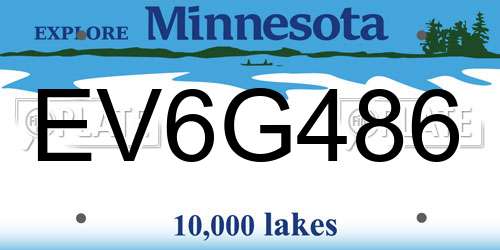 EV6G486 Minnesota License Plate