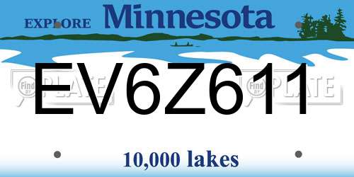 EV6Z611 Minnesota License Plate