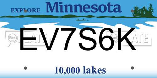 EV7S6K Minnesota License Plate