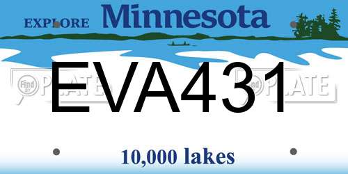 EVA431 Minnesota License Plate