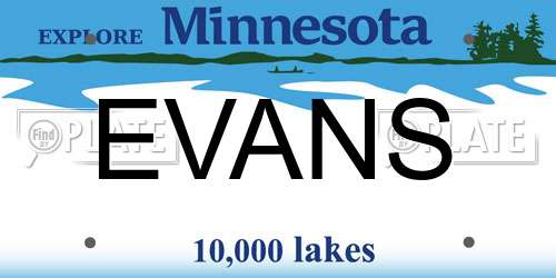 EVANS Minnesota License Plate