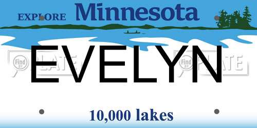 EVELYN Minnesota License Plate
