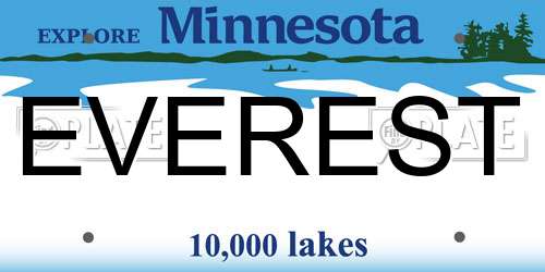 EVEREST Minnesota License Plate