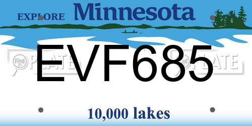 EVF685 Minnesota License Plate
