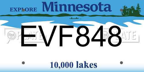 EVF848 Minnesota License Plate