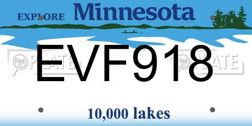EVF918 Minnesota License Plate
