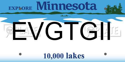 EVGTGII Minnesota License Plate