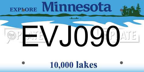 EVJ090 Minnesota License Plate