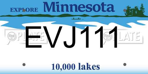 EVJ111 Minnesota License Plate