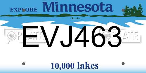 EVJ463 Minnesota License Plate