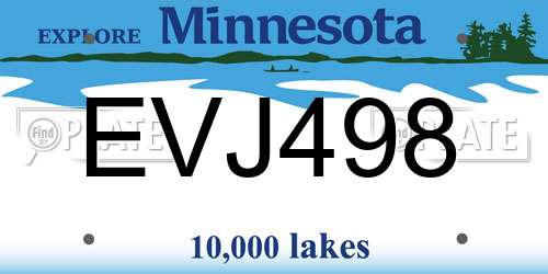 EVJ498 Minnesota License Plate