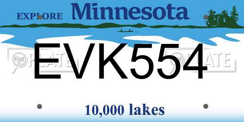 EVK554 Minnesota License Plate