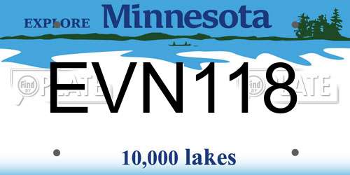 EVN118 Minnesota License Plate