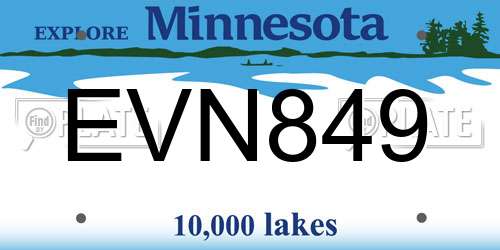 EVN849 Minnesota License Plate