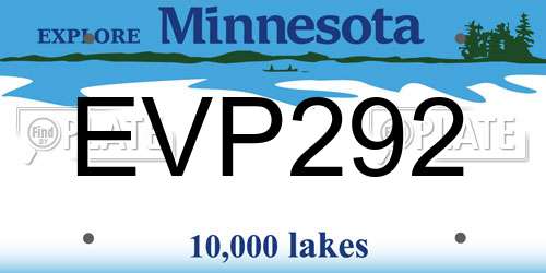 EVP292 Minnesota License Plate
