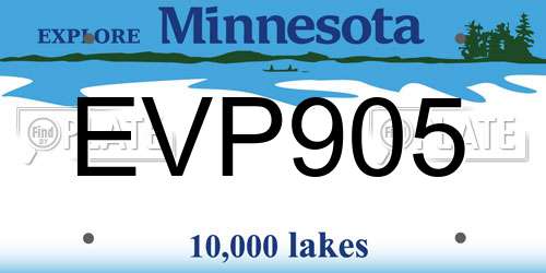 EVP905 Minnesota License Plate