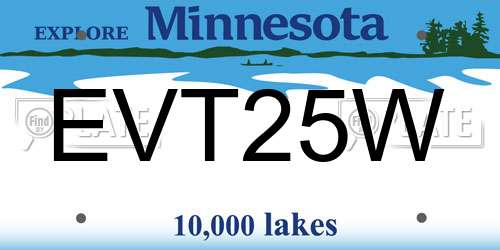 EVT25W Minnesota License Plate