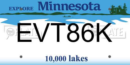 EVT86K Minnesota License Plate