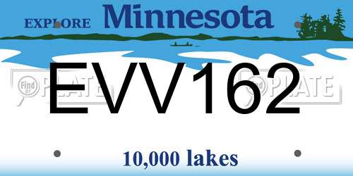 EVV162 Minnesota License Plate