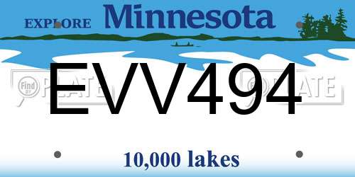 EVV494 Minnesota License Plate