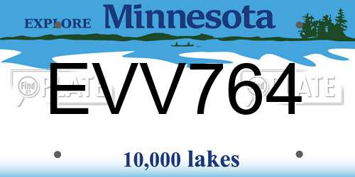 EVV764 Minnesota License Plate
