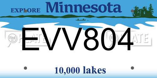 EVV804 Minnesota License Plate
