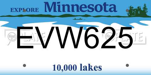 EVW625 Minnesota License Plate