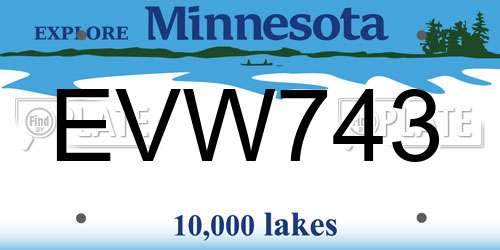 EVW743 Minnesota License Plate