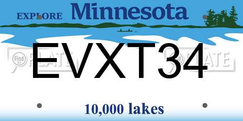 EVXT34 Minnesota License Plate