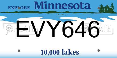 EVY646 Minnesota License Plate