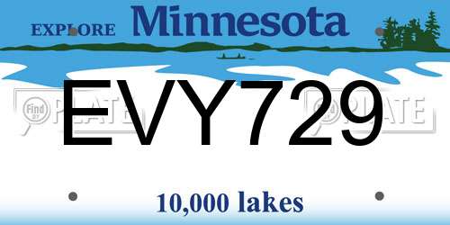 EVY729 Minnesota License Plate