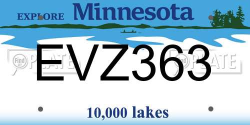 EVZ363 Minnesota License Plate