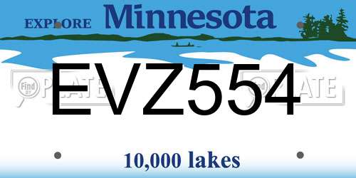 EVZ554 Minnesota License Plate