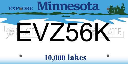 EVZ56K Minnesota License Plate