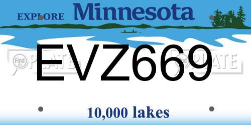EVZ669 Minnesota License Plate
