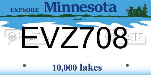 EVZ708 Minnesota License Plate