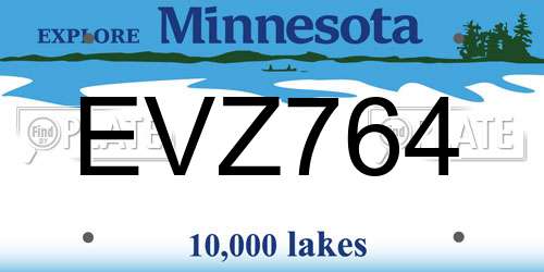 EVZ764 Minnesota License Plate