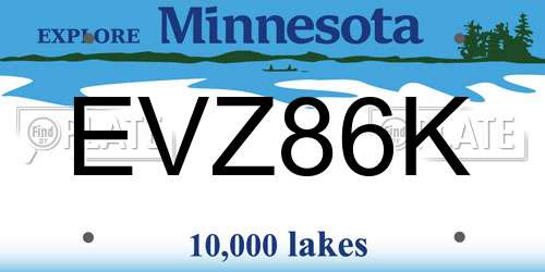 EVZ86K Minnesota License Plate